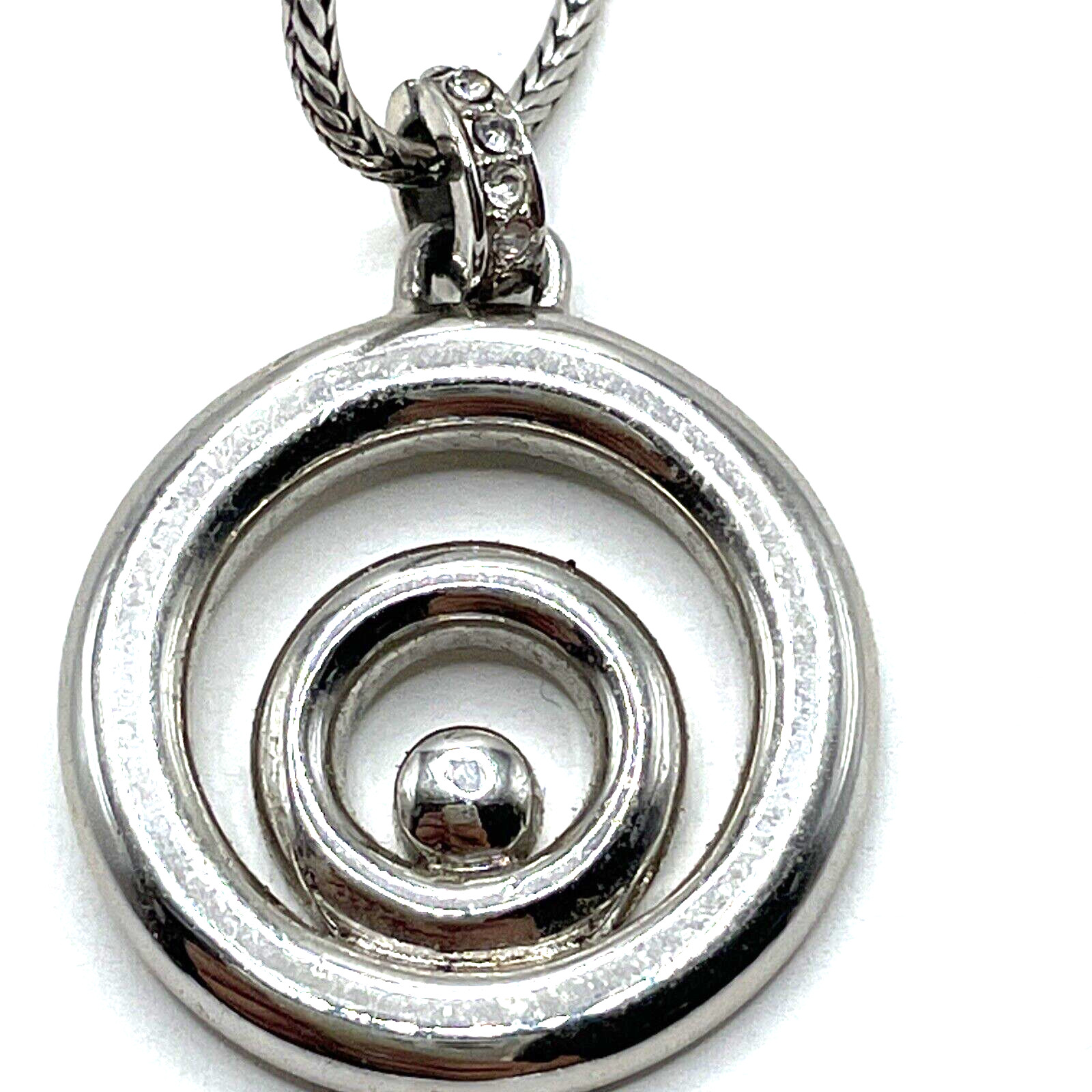 Silver Infinity Austrian Crystal Circle Spiral Pe… - image 5