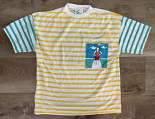 Vintage Pacific Tide T Shirt Size Large Colorful Stripes Runners Surfer Skater