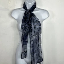 Womens Rectangle Scarf Blue Animal Print Sheer Lightweight Accessory