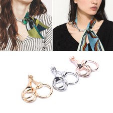 Womens Silk Scarf Buckle Ring Brooch Elegant Horse's Joint Ring Clip Fashion