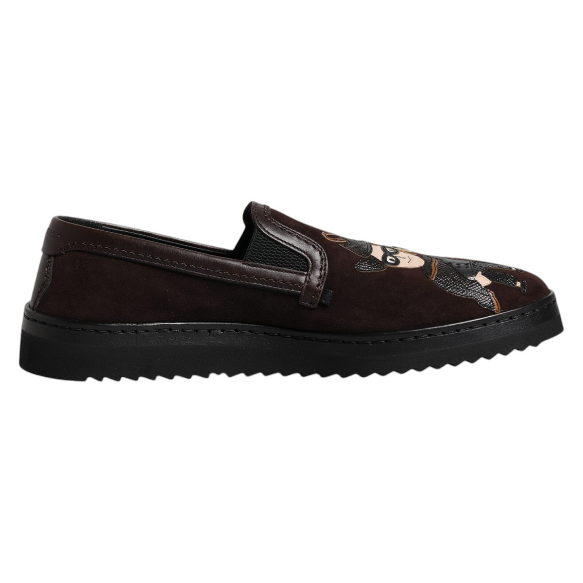 DOLCE & GABBANA Shoes Brown Suede DG Family Slip On Flats EU41.5