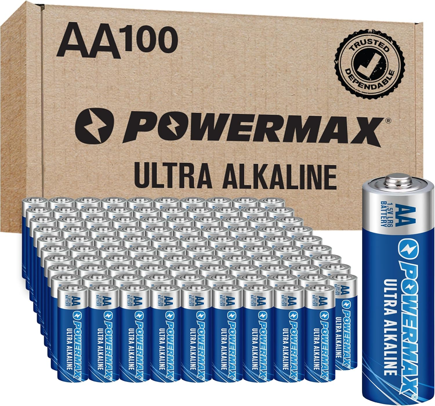 AA Batteries Ultra Long Lasting Alkaline Battery Reclosable Packaging 100 Count-image