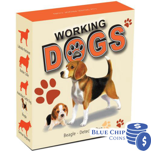 2011 $1 Working Dogs Beagle Detector Dog 1oz Silver Proof Coin