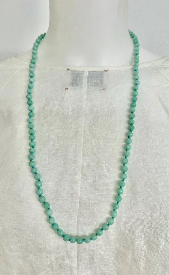 Amazonite Natural Un-Dyed Semi Precious Stone Hand Knotted Beaded Necklace 28In. - Image 3 of 4