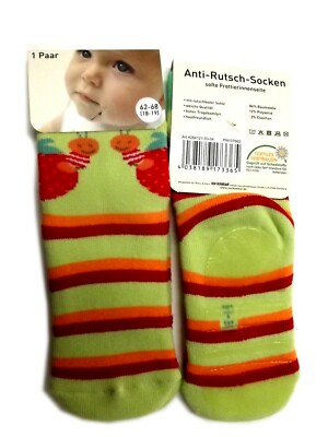 1 PAAR ANTI-RUTSCH-SOCKEN SOFTE FROTTIERINNENSEITE GRÜN 62-68 ODER 74/80