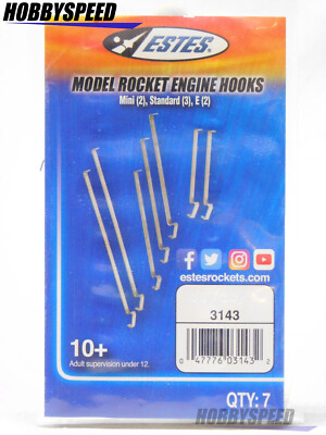 ESTES ENGINE HOOK PACK 7 HOOKS 3 DIFFERENT SIZES rocket motor mount EST3143 NEW