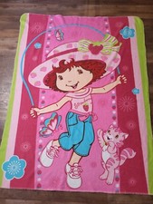 Y2K Strawberry Shortcake Fleece Blanket HTF Print Good Condition 