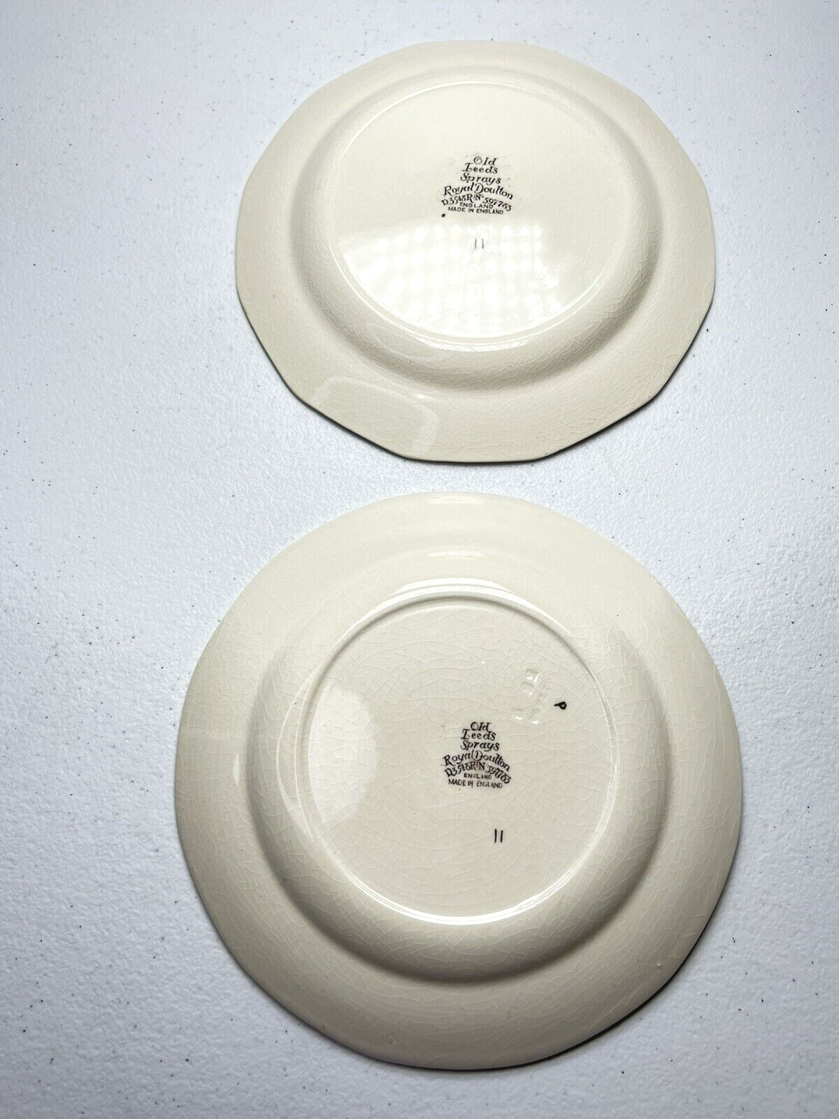 Royal Doulton Old Leeds Spray Salad Plates SET of 8 D3548 Antique  1913  7 3/8"