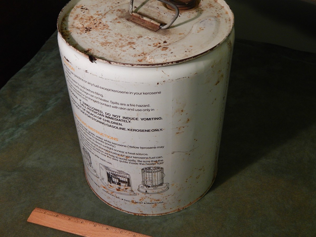 Vintage Kerosene (5 Gal.) Gas_Oil Container Can w/ Lid (KERO-SUN