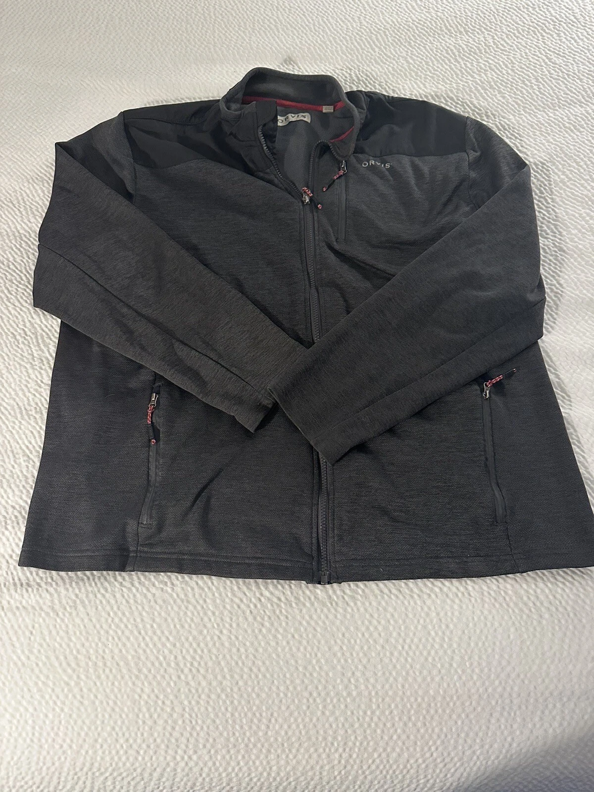 Orvis Classic Collection Quilted Fleece Full Zip Jacket Men's XL Gray