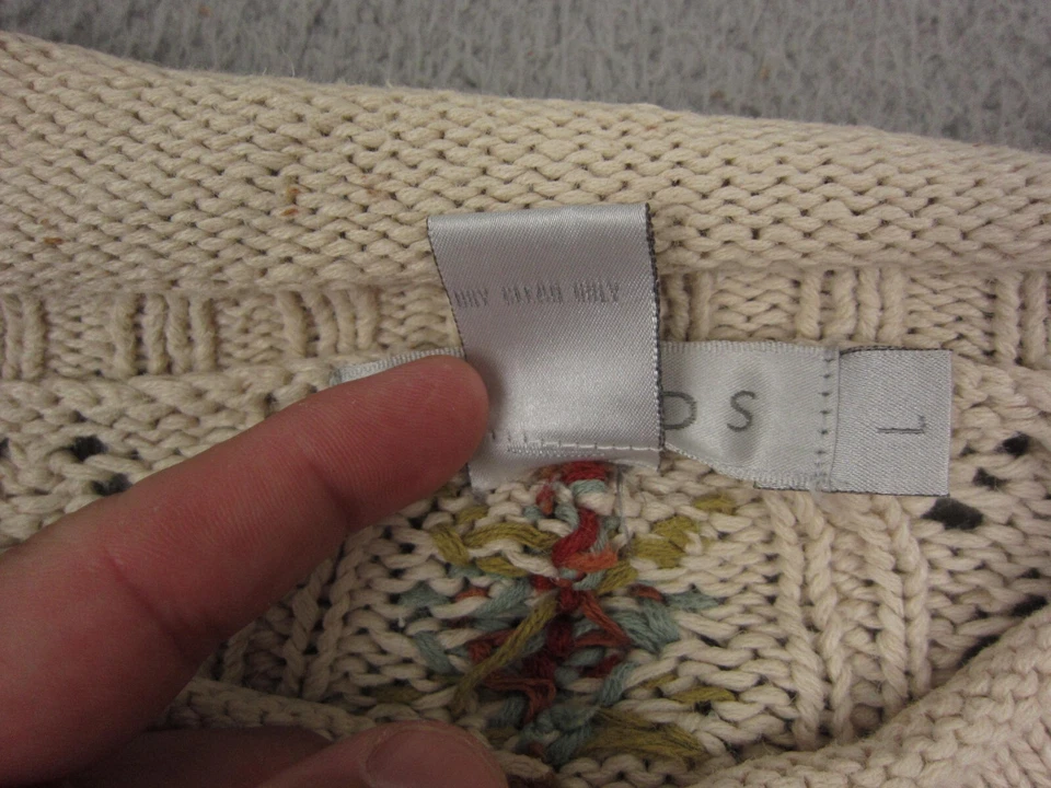 Vintage Tweeds Sweater Womens Large Beige Linen Cotton Floral Boho Knit 90s - Image 4 of 4