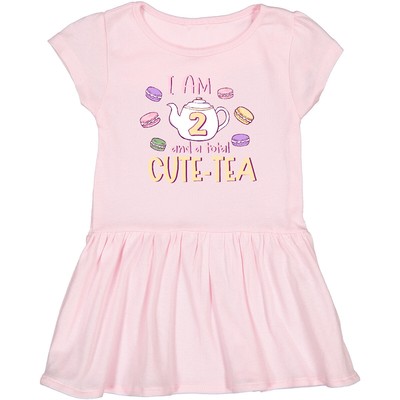 Inktastic I'm 2 And A Cute-Tea Teapot And Macaroons Toddler Dress Year Old 2nd