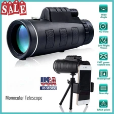 Zoom HD Monocular Starscope Monocular Telescope BAK4 w/Phone clip,tripod