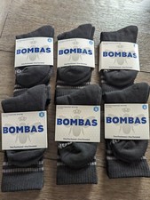 Lot Of -6- BOMBAS Crew Socks Black Size SMALL NEW