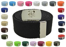 Canvas Military Web Belt  BIG "B" Silver Buckle 48, 54, 60, 72 Inches 25 Color