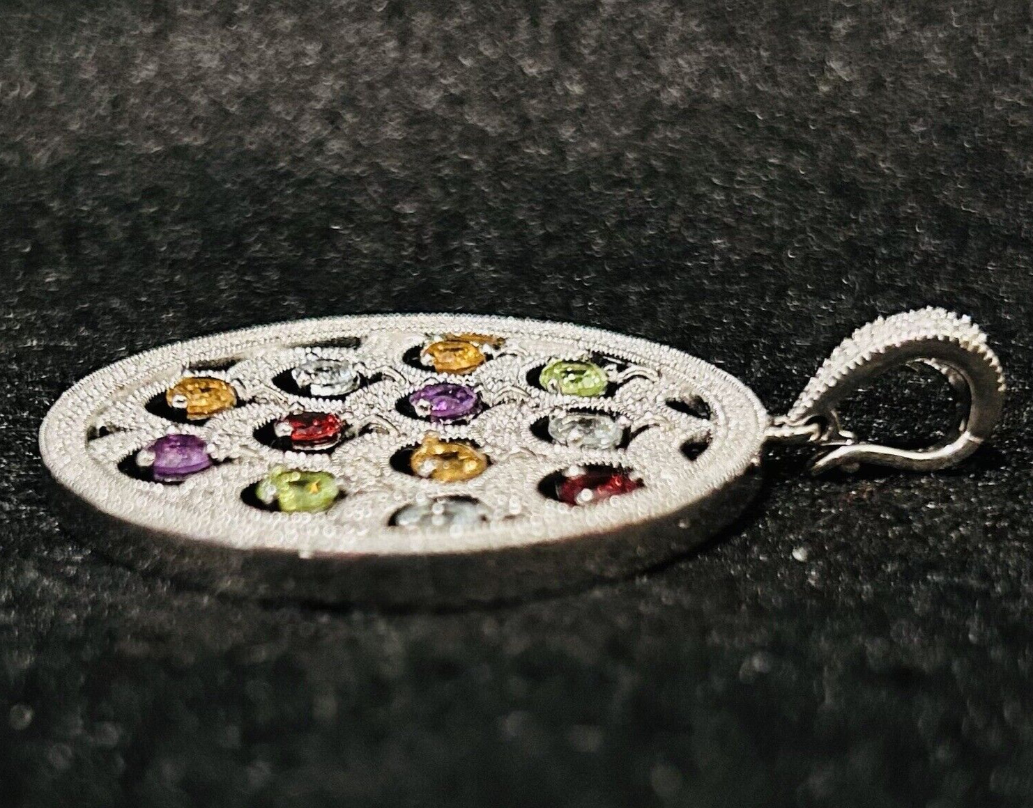 Circle Sterling Silver Rainbow Multi Gemstone Cha… - image 5