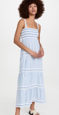 blue and white flowy dress Women's Blue and White Pattern Maxi Dress-Always Amalfi Large