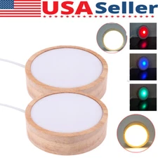 2* LED Night Light Base Wooden Holder Display Stand for Crystals Glass Ball