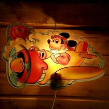 💡 Mickey Mouse Wandlampe - Disney Micky Maus Lampe Flugzeug 1980 Kinderzimmer