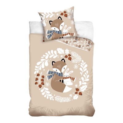 Tiere Fuchs & Hase Kinder-Bettwäsche 80x80 + 135x200 cm 100% Baumwolle