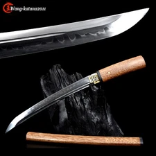 T10 Clay Tempered Rosewood Japanese Samurai Tanto Shirasaya Sword Self-defence