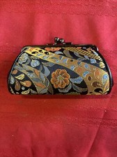 Nishijin textile Japan coinpurse wallet snap Gold Flowers Fabric