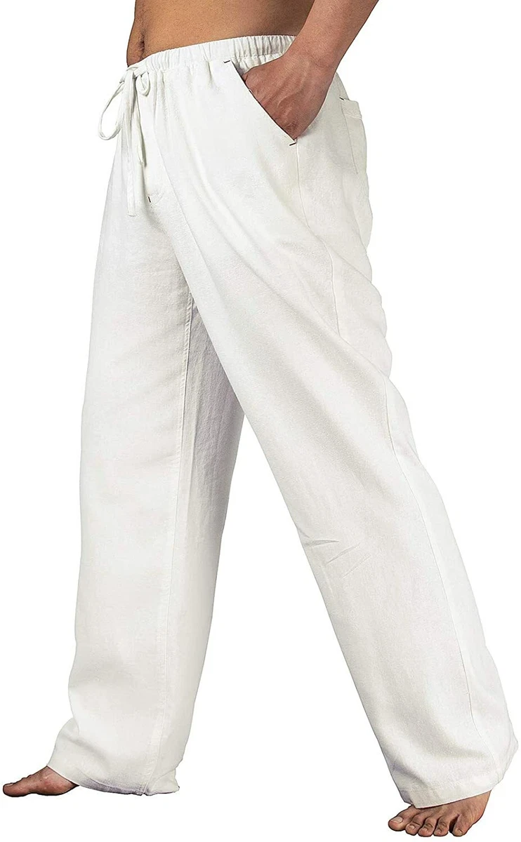 Gafeng Mens Linen Pants Yoga Beach Loose Fit Casual India | Ubuy