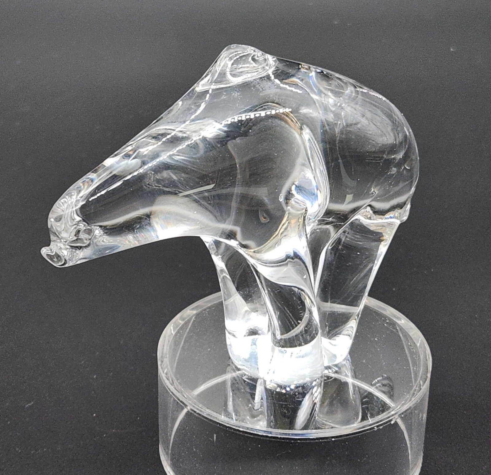 Konstglas Hand Blown Clear Glass Polar Bear Figurine Sculpture Sweden 4.25