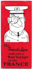 Vintage French Line S/S France Travel Tourist Brochure Illustrated