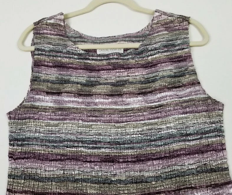 Повседневный угловой майка женщин XL полоски абстрактный морщинистый текстурированный эластичной  - Изображение 2 из 4