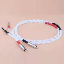 Pair Pure Silver RCA Cable 100% Sterling Silver Audio Signal Interconnect Cord