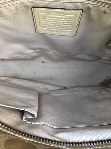 COACH Signature Lured Studded Purse Canvas Monogram Beige Shoulder Hand Bag - Picture 13 of 15