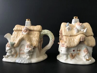 Lenox Disney Seven Dwarfs Fine China Cottage Sugar & Creamer Set 2004 - Image 1 of 4