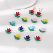 6pc Glass Flower Bead,Red Blue Yellow Green Pink Petal Bead,Lampwork Floral Bead