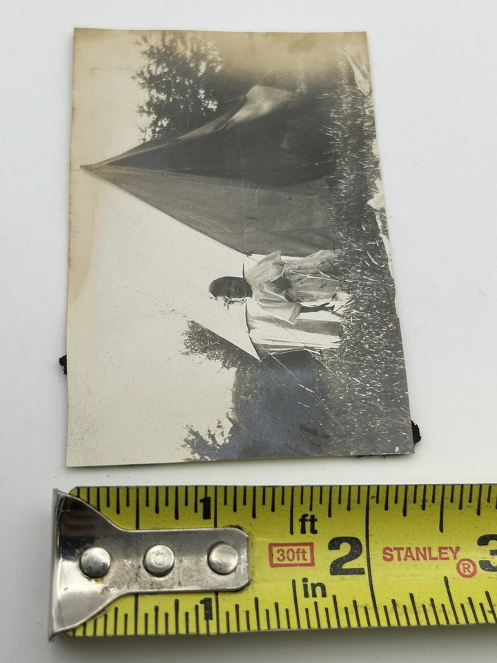 Antique Photo Cute Little Girl Camping Canvas Tent Adventure eBay