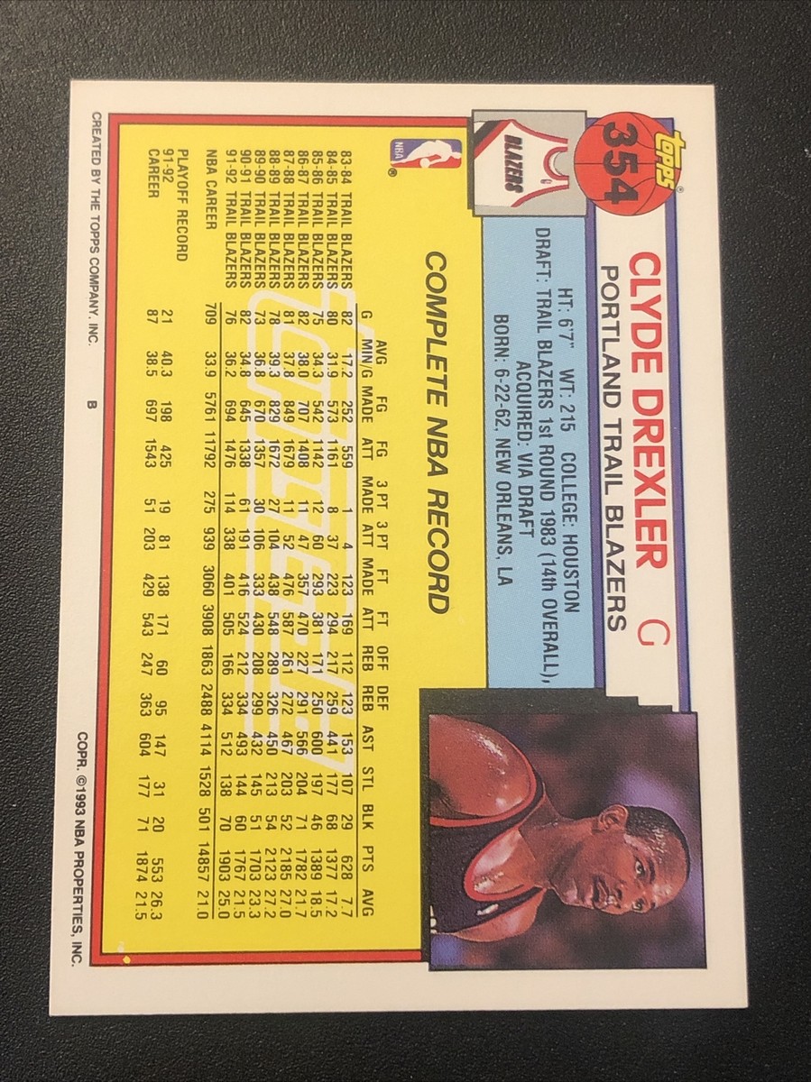 1992-93 Topps Gold Clyde Drexler #354 | eBay UK