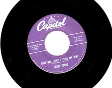 FARON YOUNG:    LOVE HAS FINALLY COME MY WAY / MOONLIGHT MOUNTAN .. 45 RPM -2213