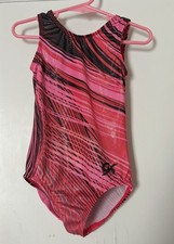 GK Elite Gymnastics Leotard Pink Black Mystique Foil Size CS