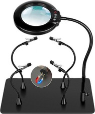 Soldering Helping Hands 10X Magnifying Glass with light and Stand PCB Holder, Dr