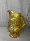 Vintage Anchor Hocking Amber Rain Flower Water Pitcher 8"