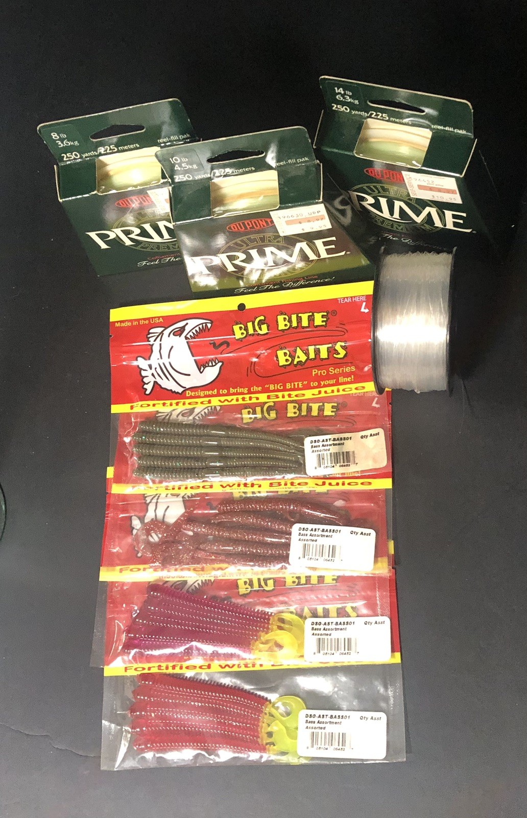 Of Prime Line 8lb., 10lb., 14lb.,  Spool 30 Lb. Zebco, 4 Pkg. Bait