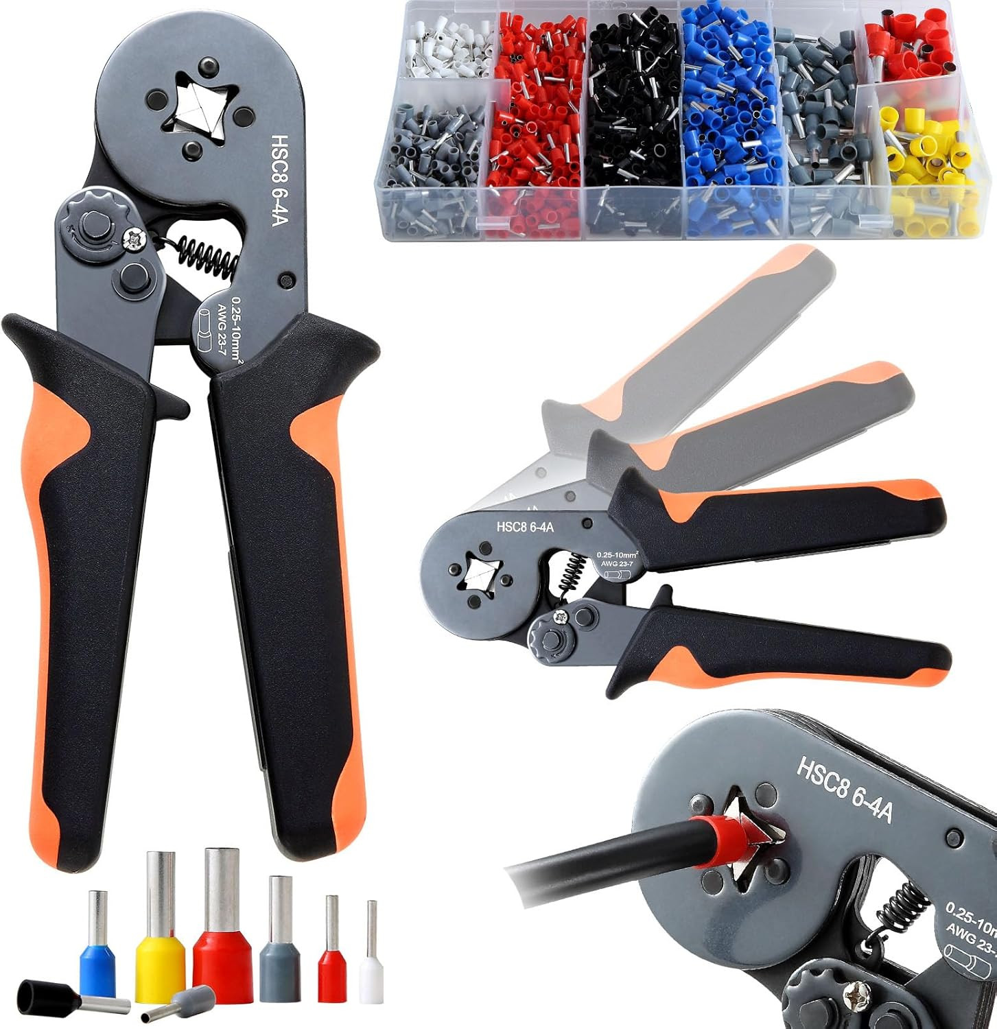 Crimpatrice Cavi Auto 0.25-10mm² Kit 1250 Capicorda Professionali