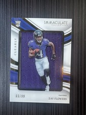 ZAY FLOWERS 2023 IMMACULATE CLEARLY JERSEY PATCH RC #IRJ-ZF 03/99 PANINI