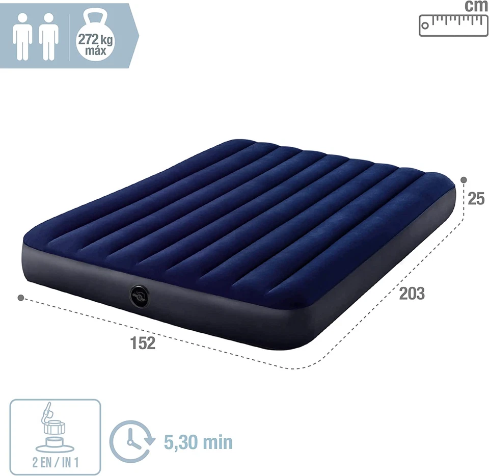 Intex Colchón Hinchable Dura-Beam, Cama De Aire Inflable Para Camping Color Azul - Imagen 4 de 4