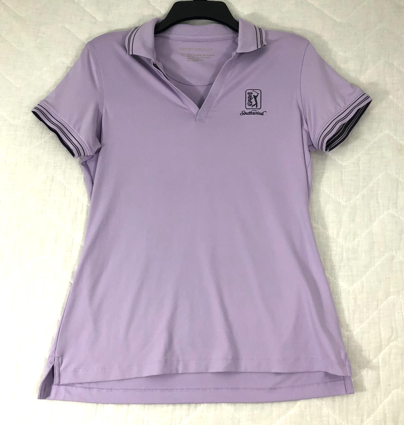 Peter Millar Polo Shirt Women's Small Purple Golf TPC Southwind Logo V-Neck