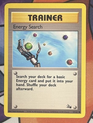 Pokemon TCG 1999 WOTC Fossil Set Trading Card -- Trainer Energy Search 59/62