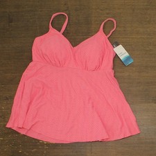 Swim Solutions Womens Swim Textured Underwire Tankini Top 806766 Guava Pink 14