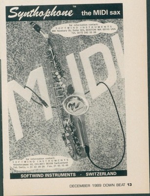 1989 Synthophone Midi Sax Saxophone Softwind Instruments Ad DB1
