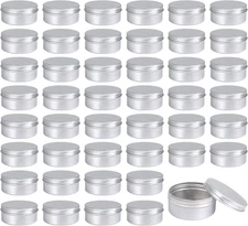 Moretoes 45 Pack Tins, 4Oz Metal round Tins Aluminum Empty Candle Tin with Screw