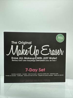 The Original Makeup Eraser 7 Day Set & Bonus Laundry Bag Towel 5in x 4in Black